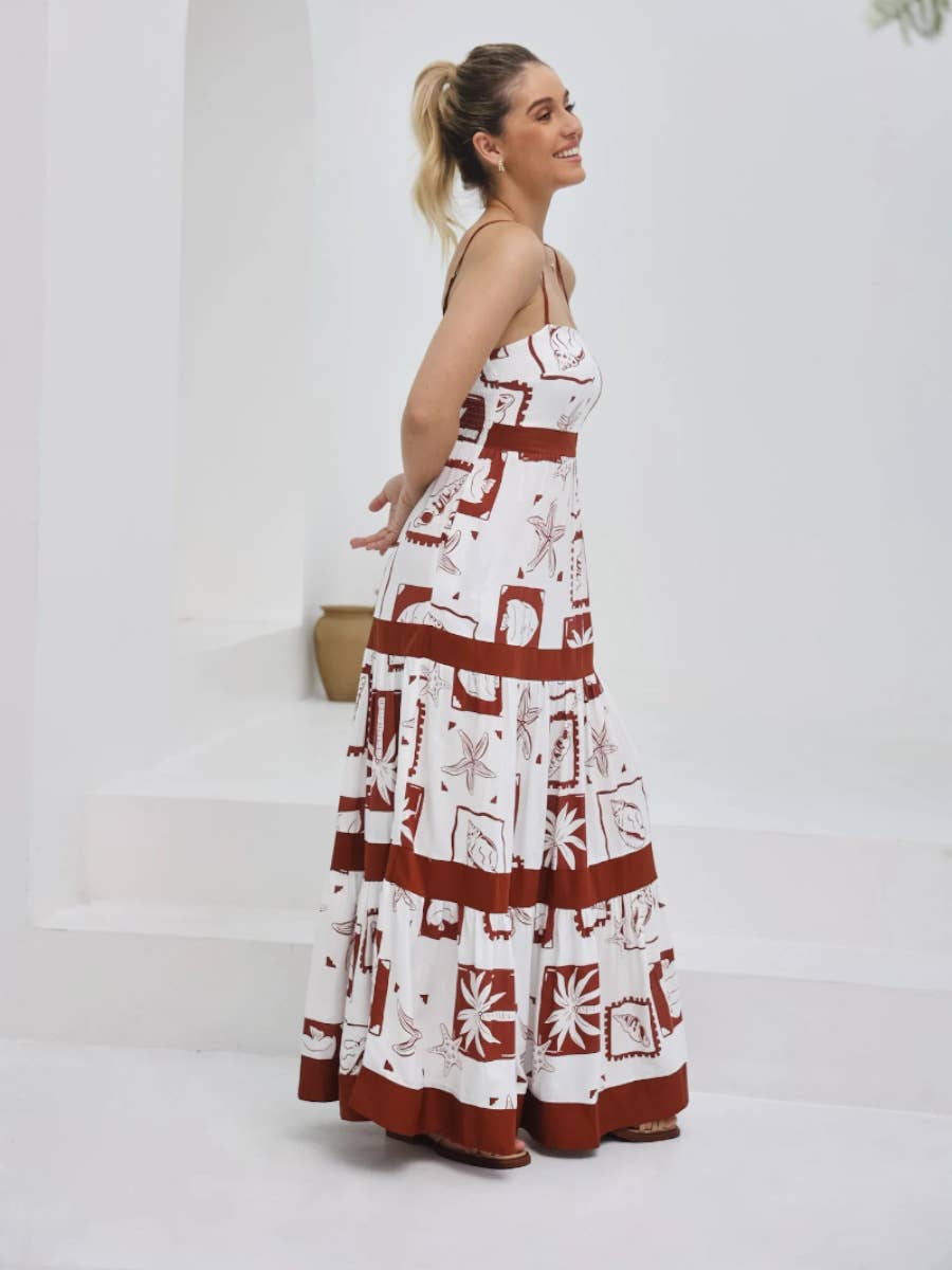 Casual one-shoulder lace patchwork halter dress