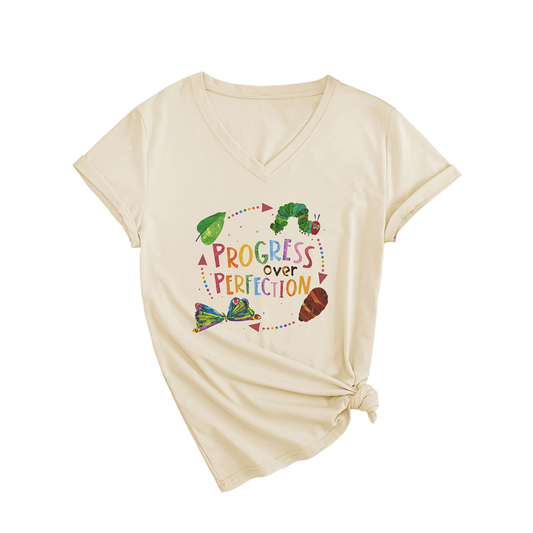 Slim Fit Women?™s Tee ?œProgress Over Perfection??CWTTSL0501