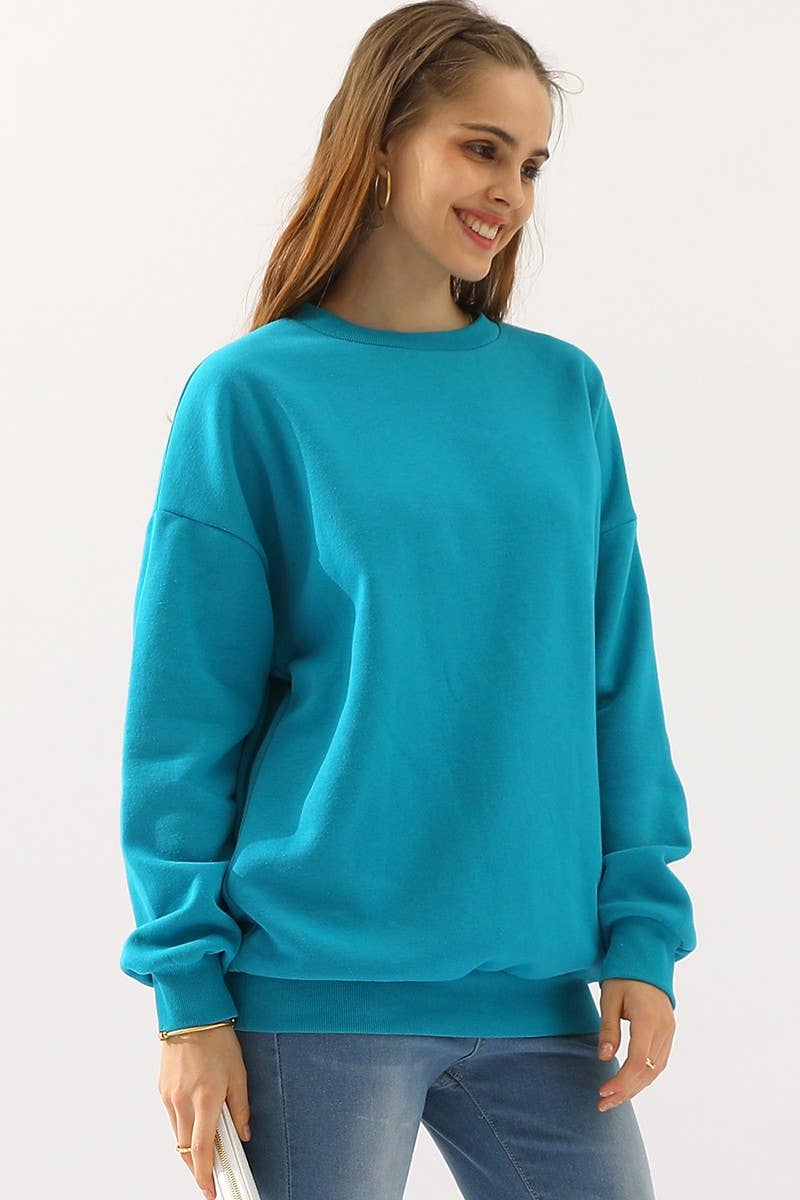 CWTTL902_CREW NECK LONG SLEEVE PULLOVER SWEATSHIRT TOPS
