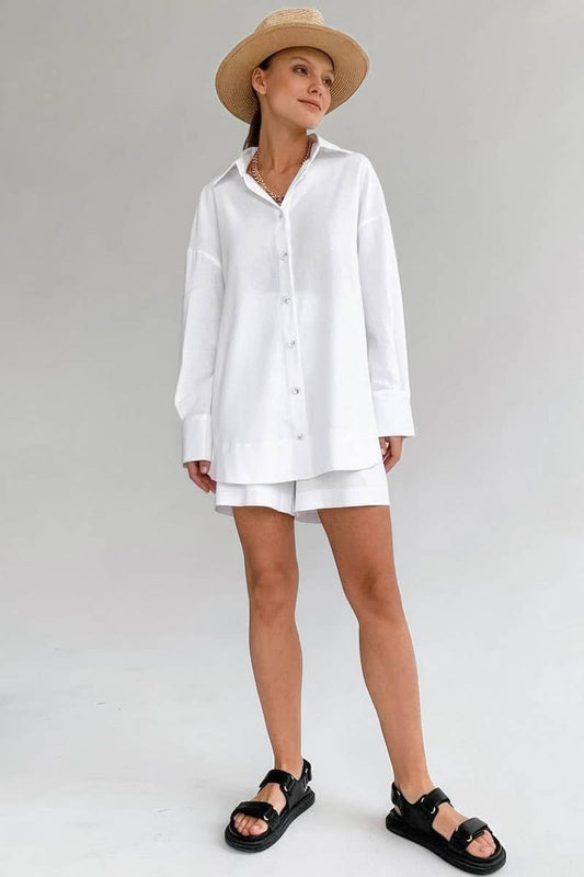 CWSTB1484_COTTON LONG-SLEEVED SHIRT AND SHORTS SET