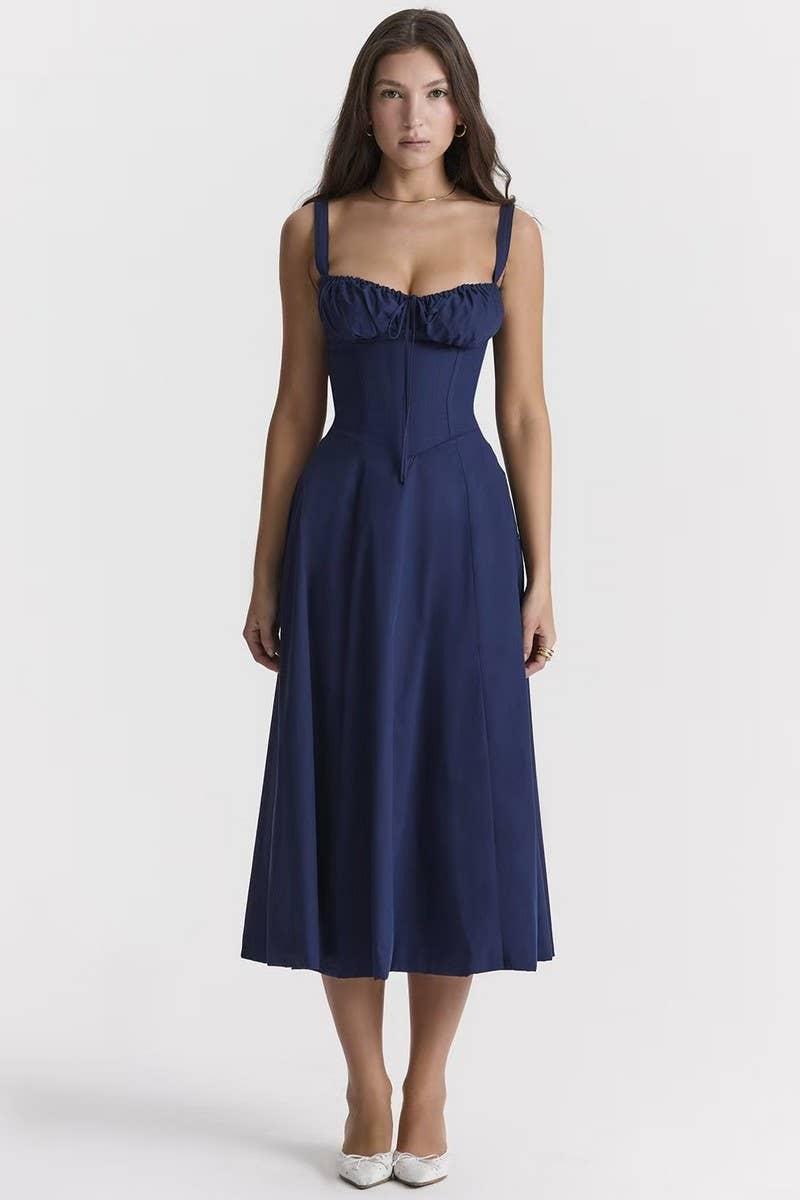 CWDMD5671_SLIM FIT WAIST SPLIT HEM MAXI DRESS