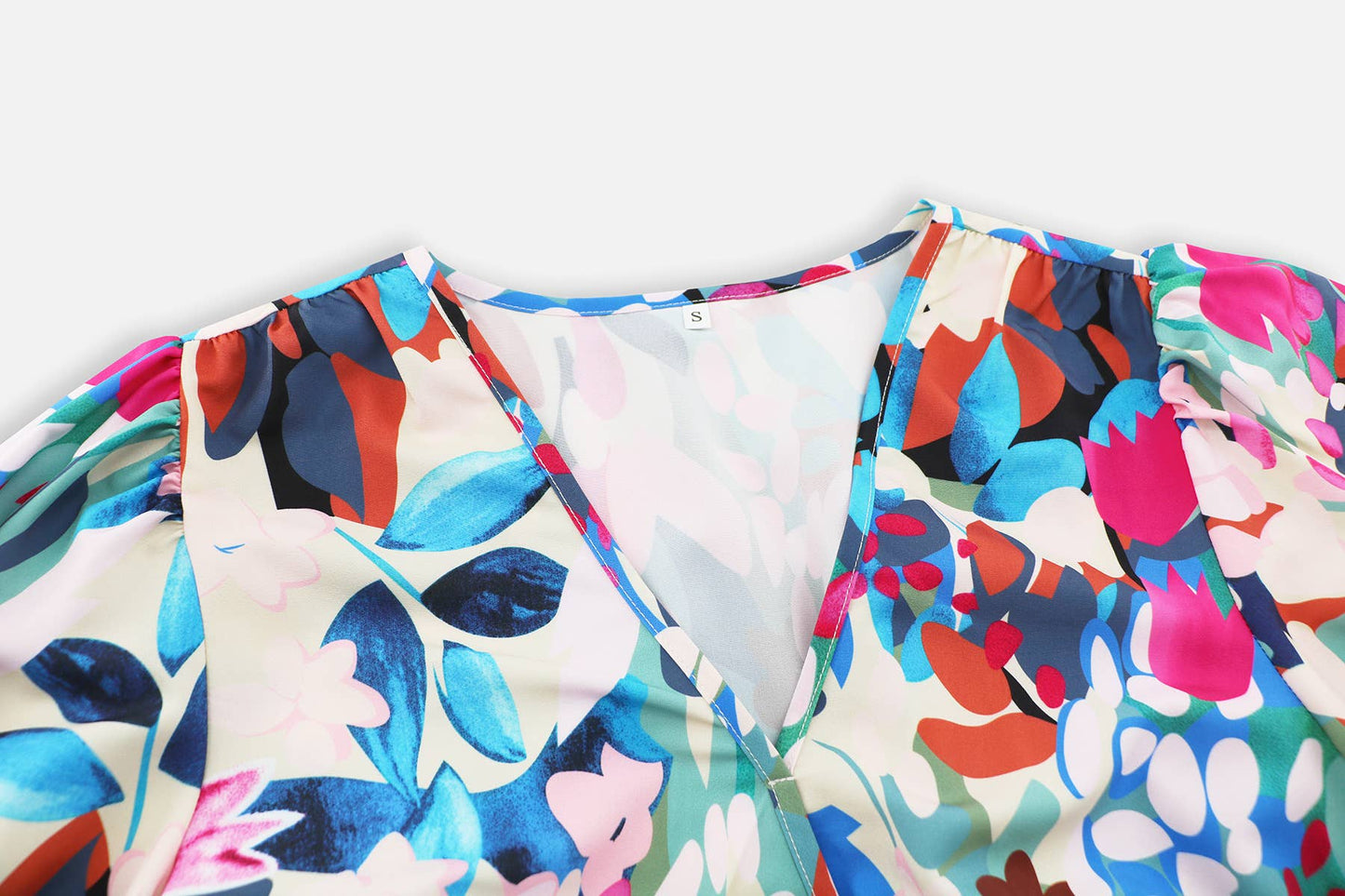 Boho V-Neck Floral Maxi Dress with Waist Tie