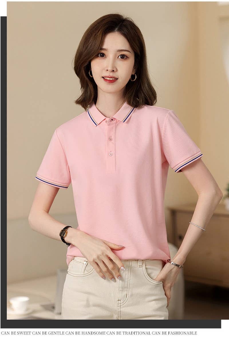 CWTBLS02446_BREATHABLE POLO SHORT SLEEVE CASUAL T-SHIRT