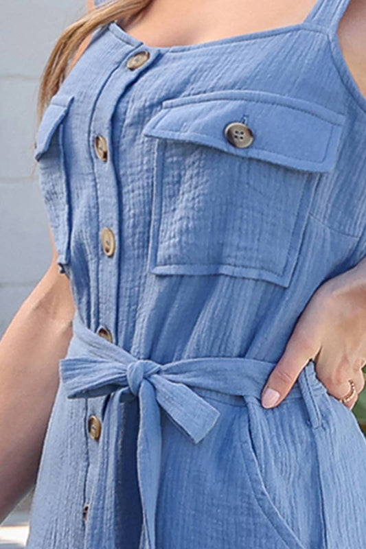 CWSR052_POCKET DETAILED BUTTON DOWN ROMPER WITH STRAP
