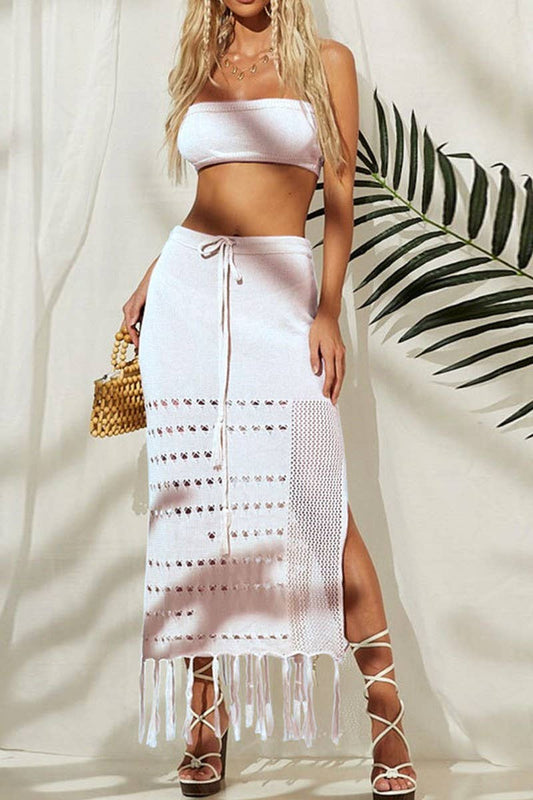 CWDHL0687_NEW HOLLOW CHEST WRAP LONG SKIRT TWO-PIECE BIKINI