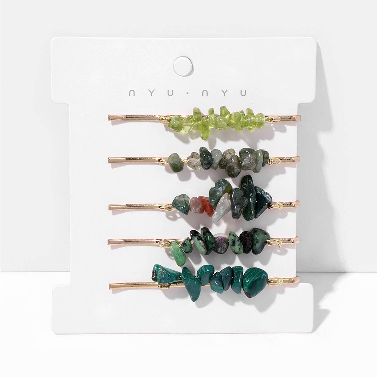 Natural Red Stone Hair Clip Set - Simple & Elegant_CWAHA1763