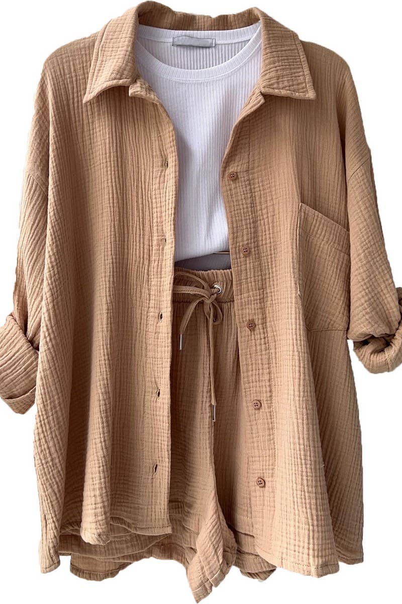 CWSS01299_FASHIONABLE CASUAL WRINKLED LAPEL TWO-PIECE SUIT