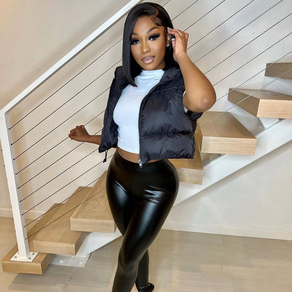 DOUBLE-SIDED CONTRASTING COLORS ZIPPER WARM VEST