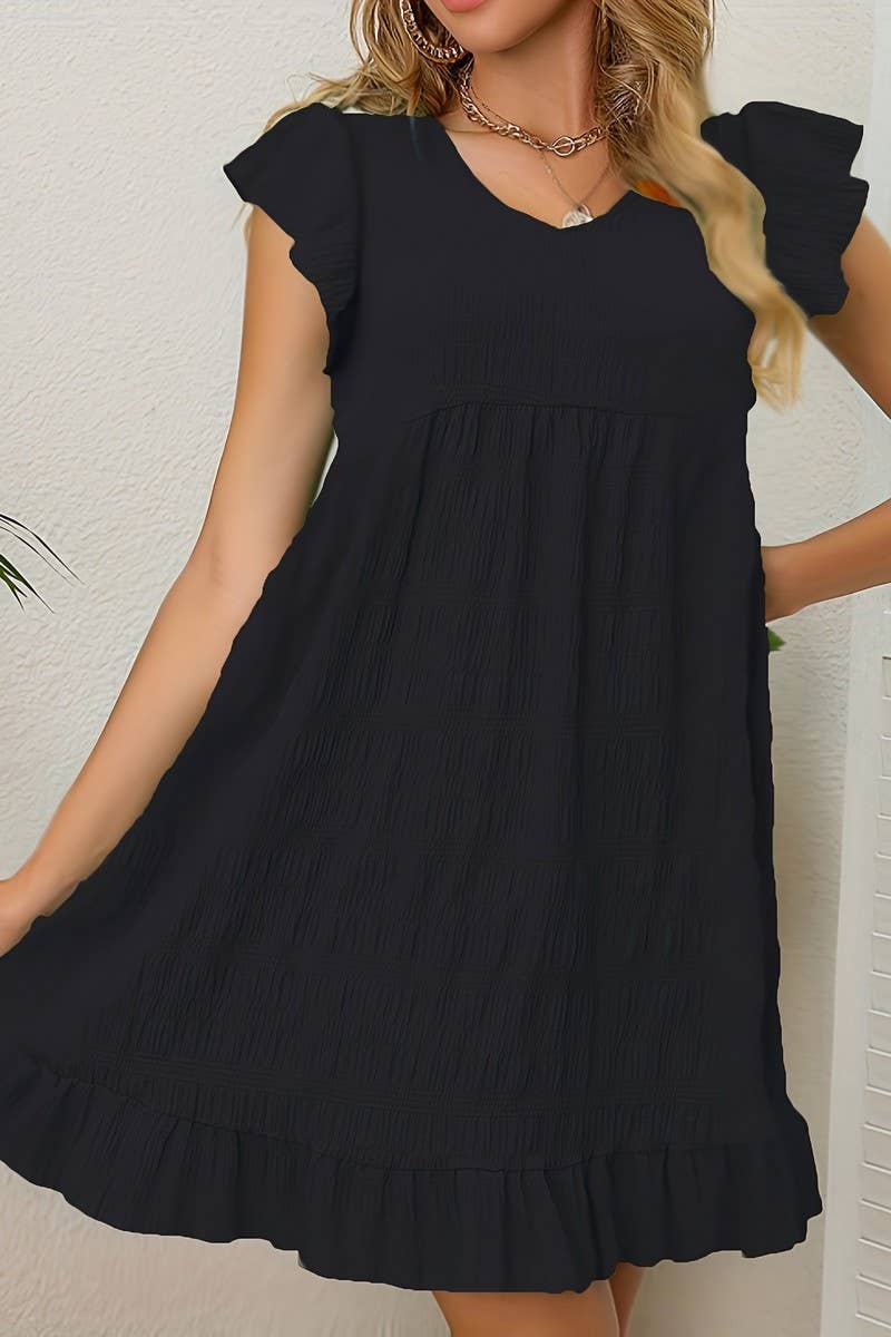 CWDSD8206_SUMMER FRENCH RETRO PLEATED RUFFLE DRESS