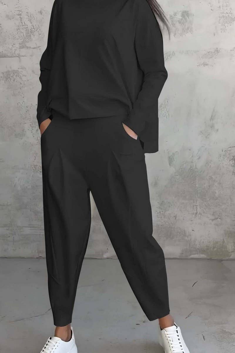 CWSS01308_IRREGULAR SWEATSHIRT AND HAREM PANTS SET