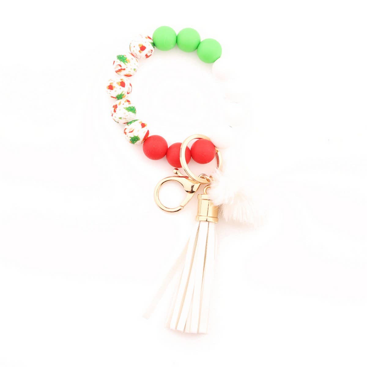 Christmas Silicone Bead Bracelet Keychain Gift