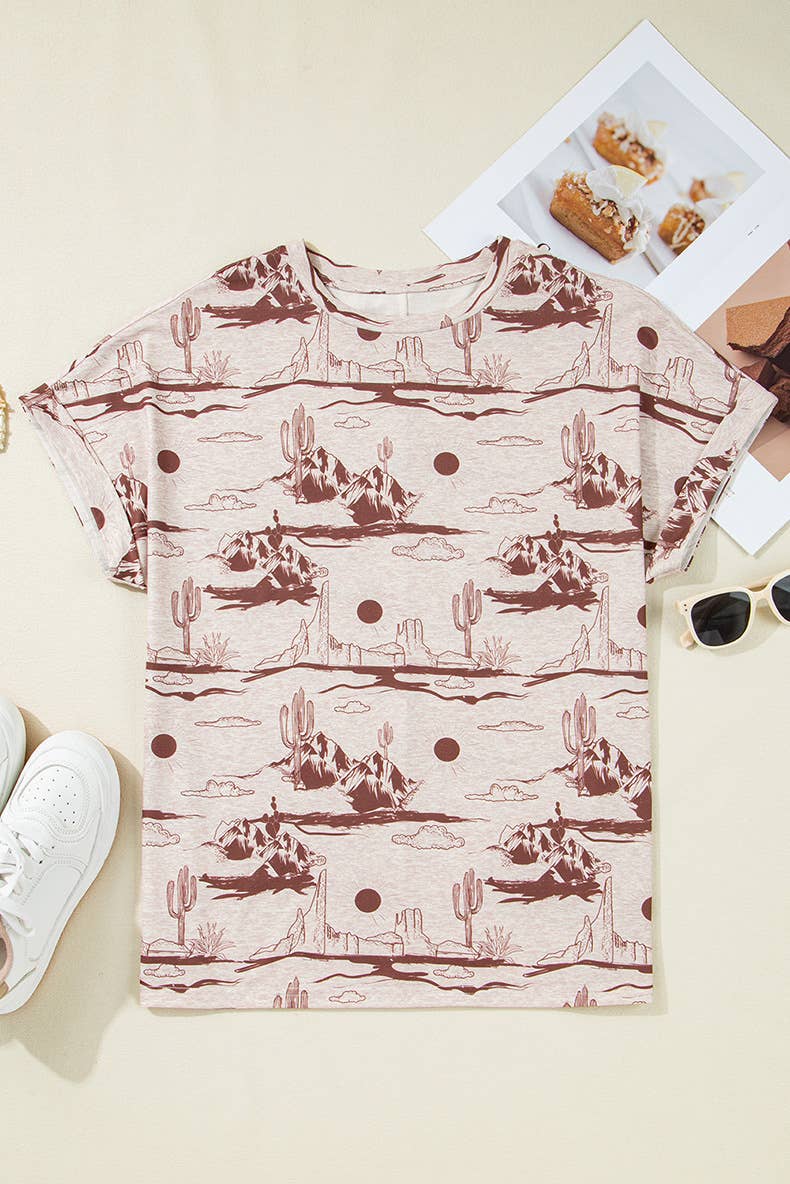 Fashion trend printed loose crew neck pullover