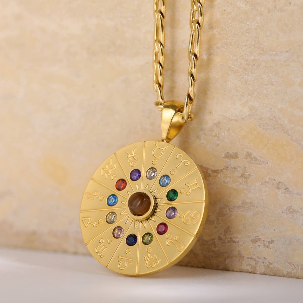 Vintage 12 Constellation Tarot Pendant Necklace