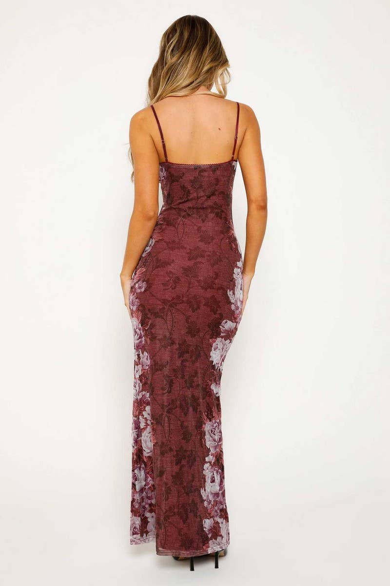 CWDMD5936_FLORAL PRINT SLIM FIT VACATION CAMI DRESS