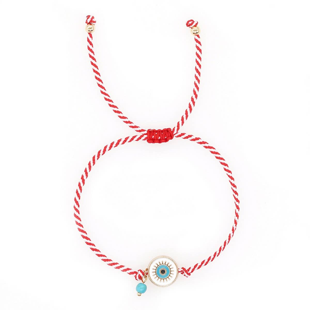 WHITE EYES TURQUOISE RED AND WHITE ROPE BRACELET