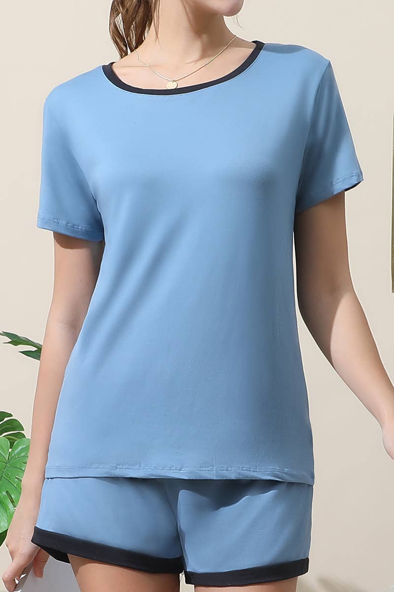 CWSPJ031-P_SHORT SLEEVE TOP WITH SHORTS PAJAMA SET
