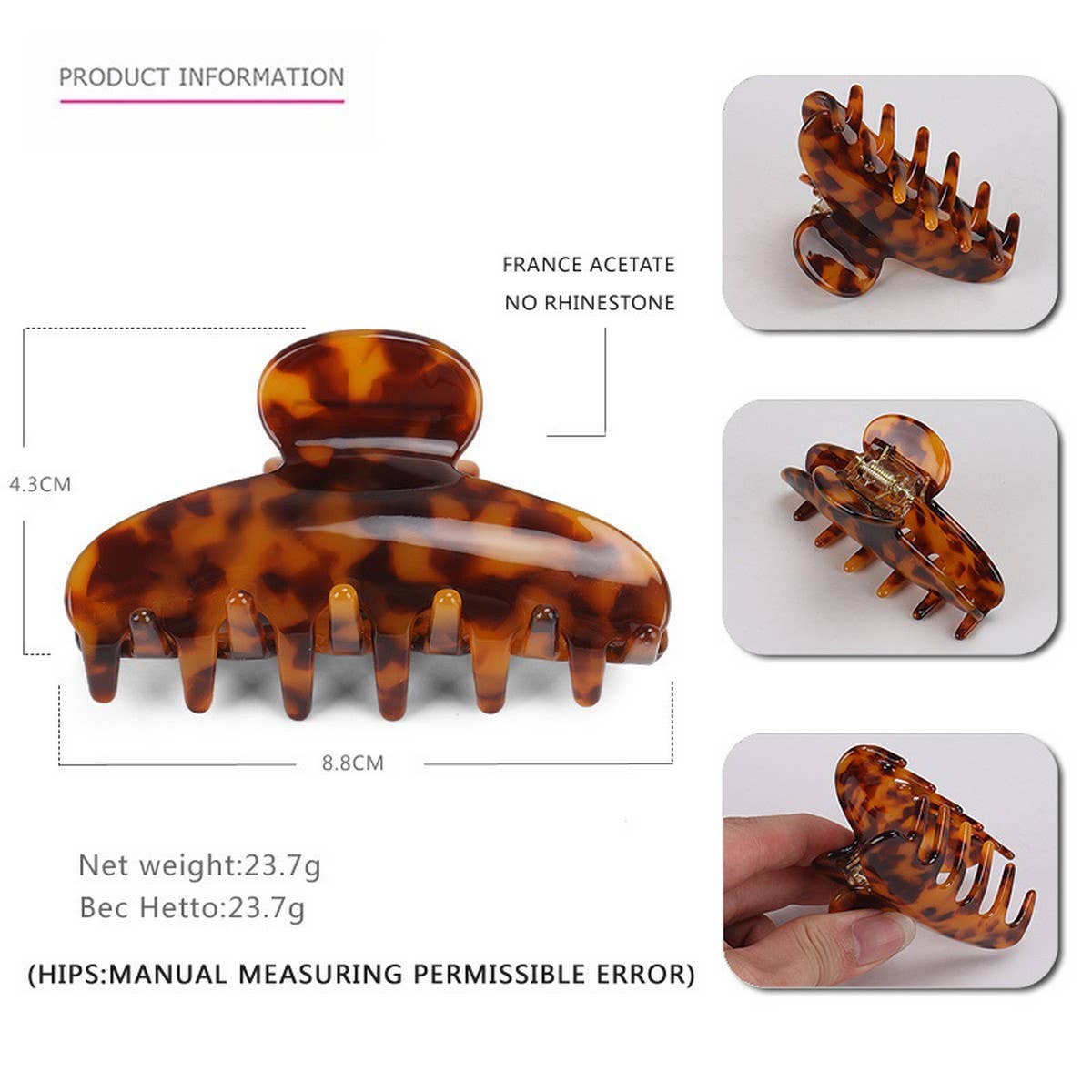 ACETATE HAIR CLIP HAIRPIN HALF-TIED SHARK CLIP_CWAHA4251