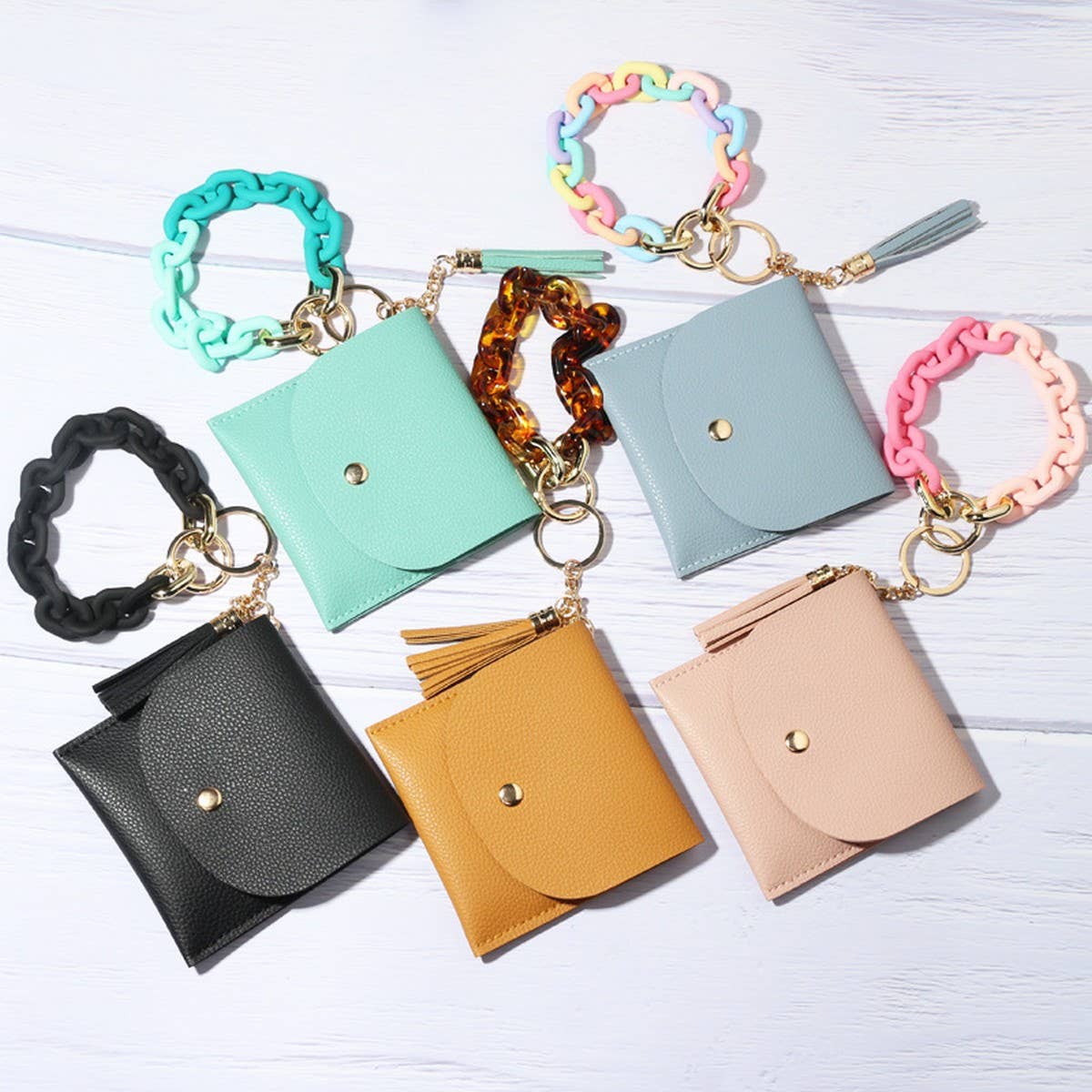 Printed Geometric PU Wallet with Acrylic Keyring_CWAB4995