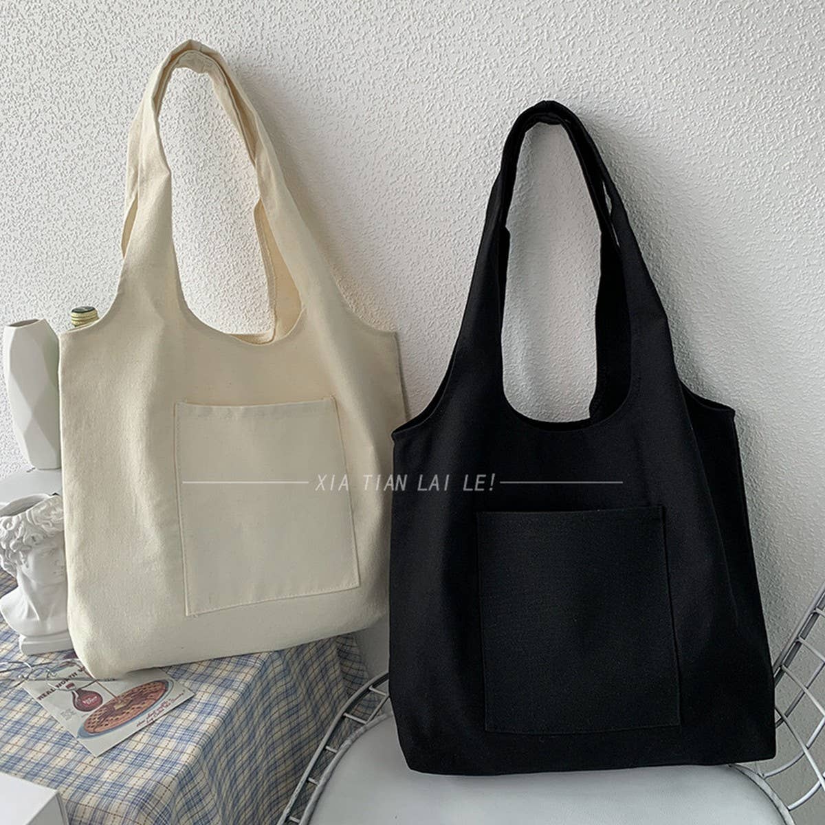 SOLID COLOR LITERARY BLANK HAND-PAINTED CANVASBAG_CWAB2131