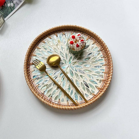 RATTAN FRUIT TRAY SHELL TRAY TWO PIECE SET_CWMM4533