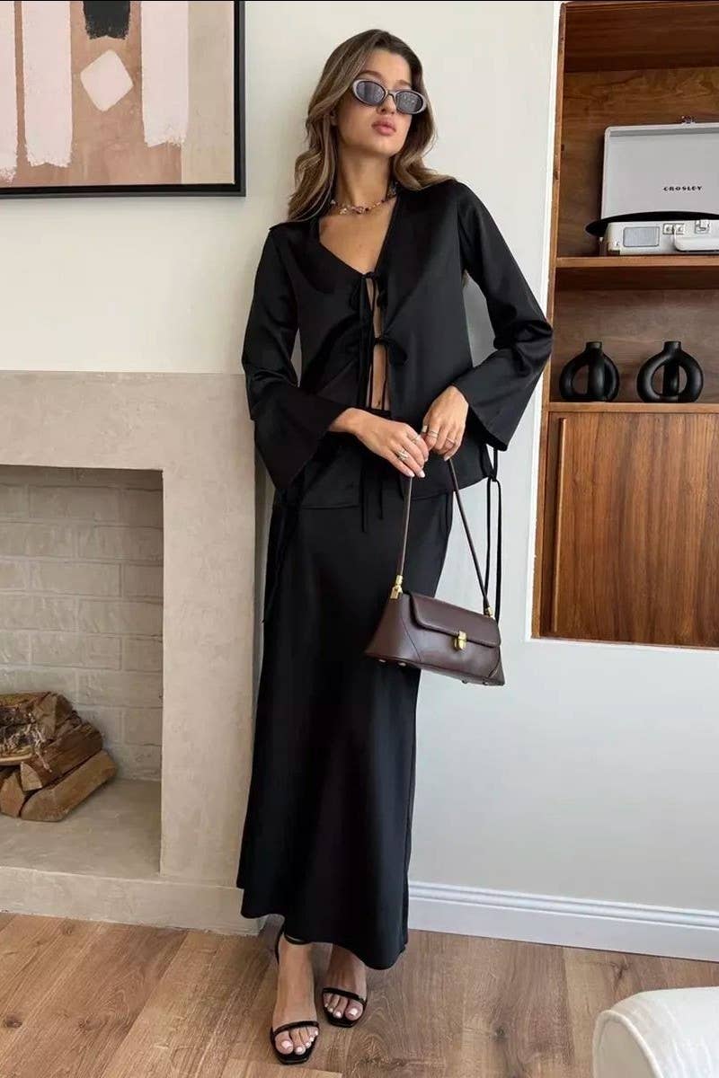 CWSTB1483_HIGH WAIST SHIRT AND SKIRT TWO PIECE SET