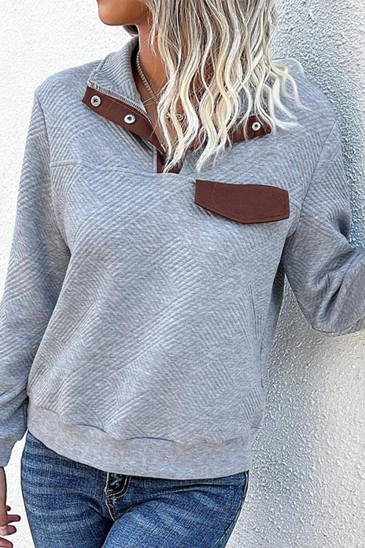 CWTBLL2882_LONG-SLEEVED HOODIE WITH HALF-OPEN BUTTON