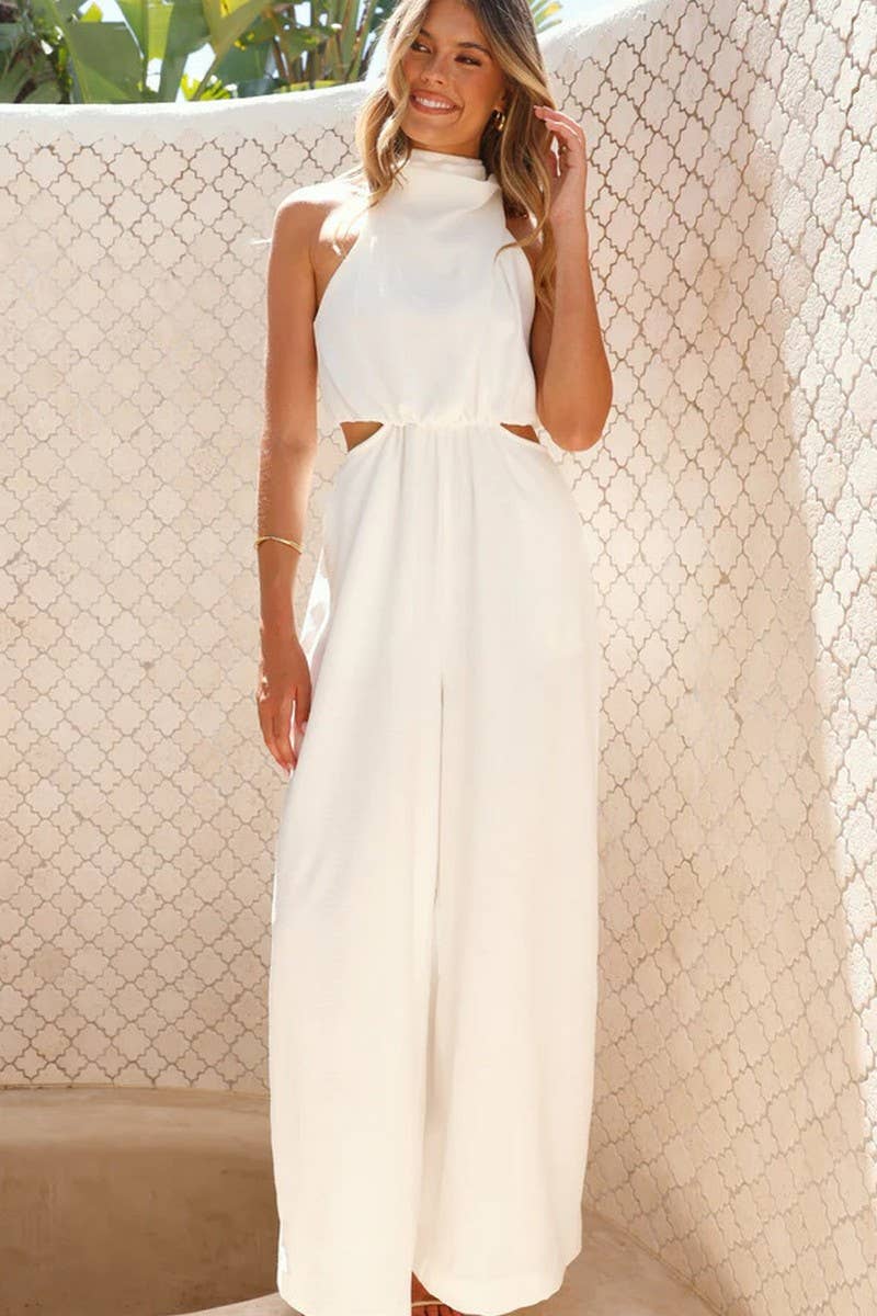 CWSJS1527_SOLID HALTER TIE-BACK JUMPSUIT WITH WIDE LEGS