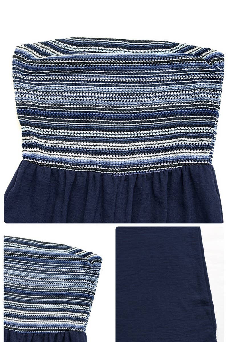 CWSJS1466_SUMMER CASUAL TUBE TOP STRIPED JUMPSUIT