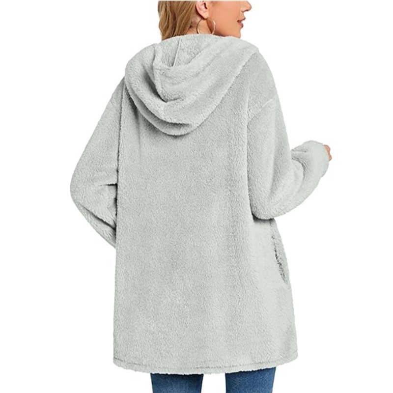 FLEECE BUTTON POCKET CARDIGAN CASUAL COAT