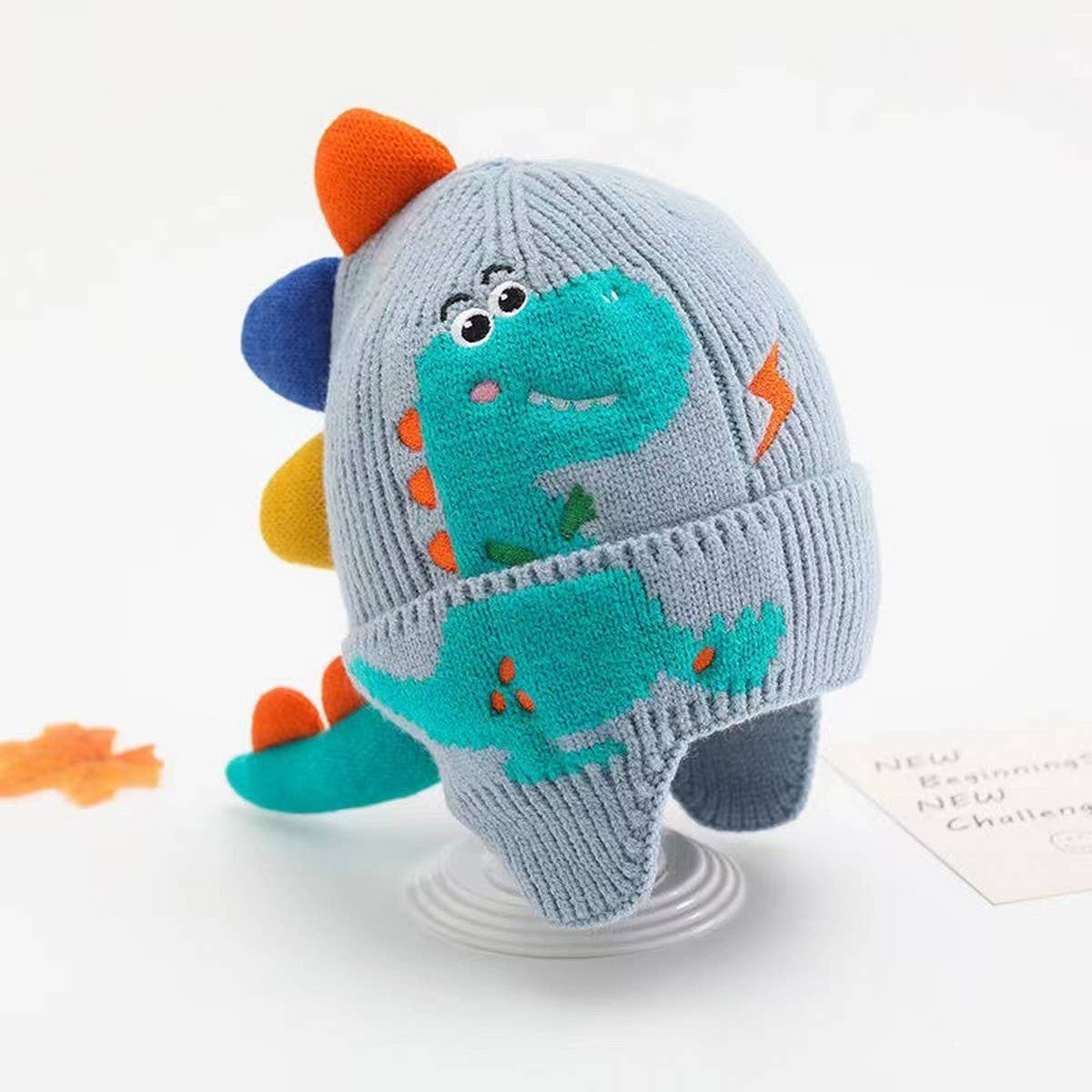 CWAH04562_KIDS DINOSAUR KNIT HAT WINTER WARM BABY BEANIE