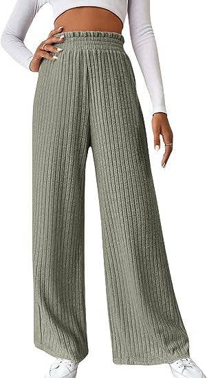 CASUAL LOOSE HIGH-WAISTED KNITTED PANTS