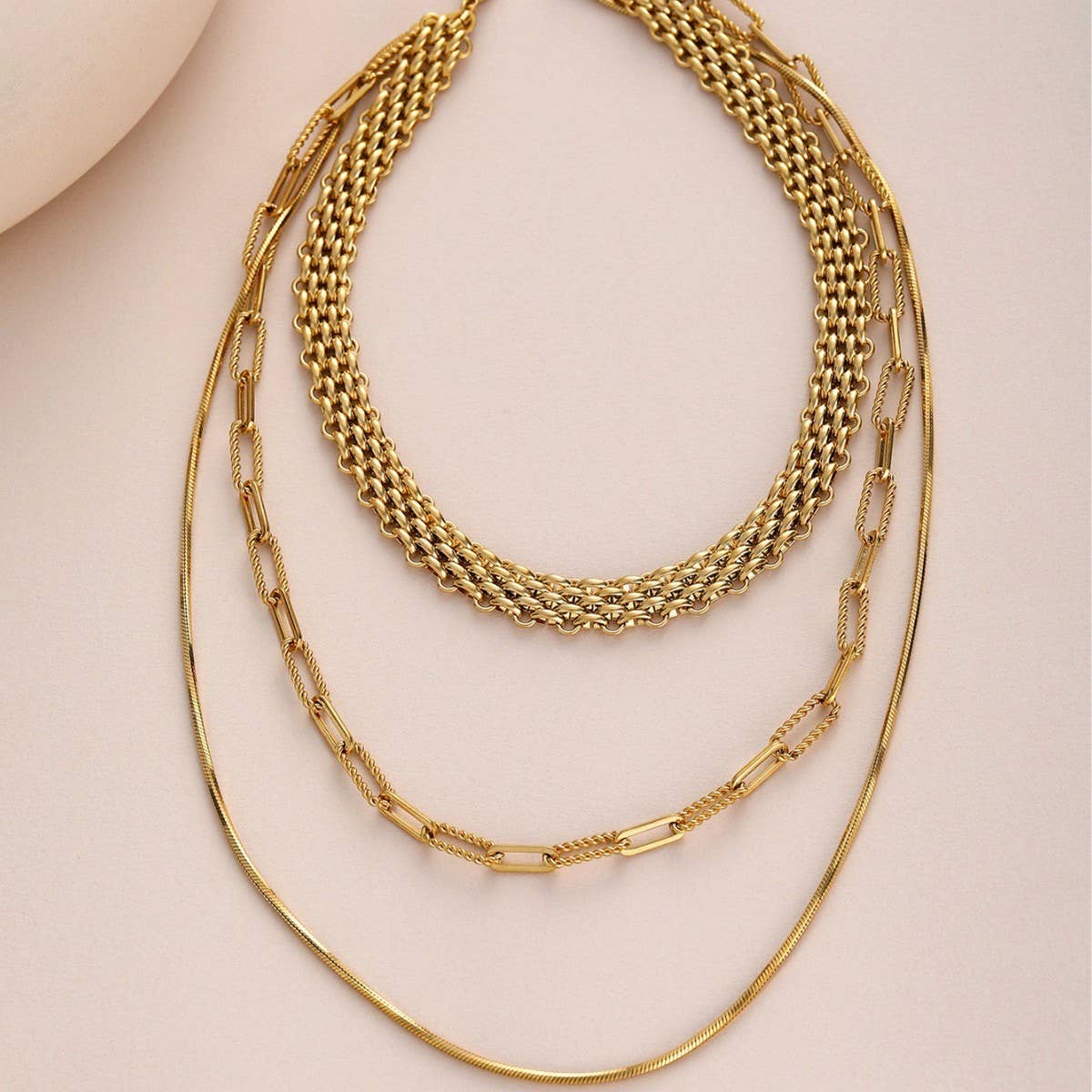 MULTI-LAYERED 18K GOLD-PLATED NECKLACE