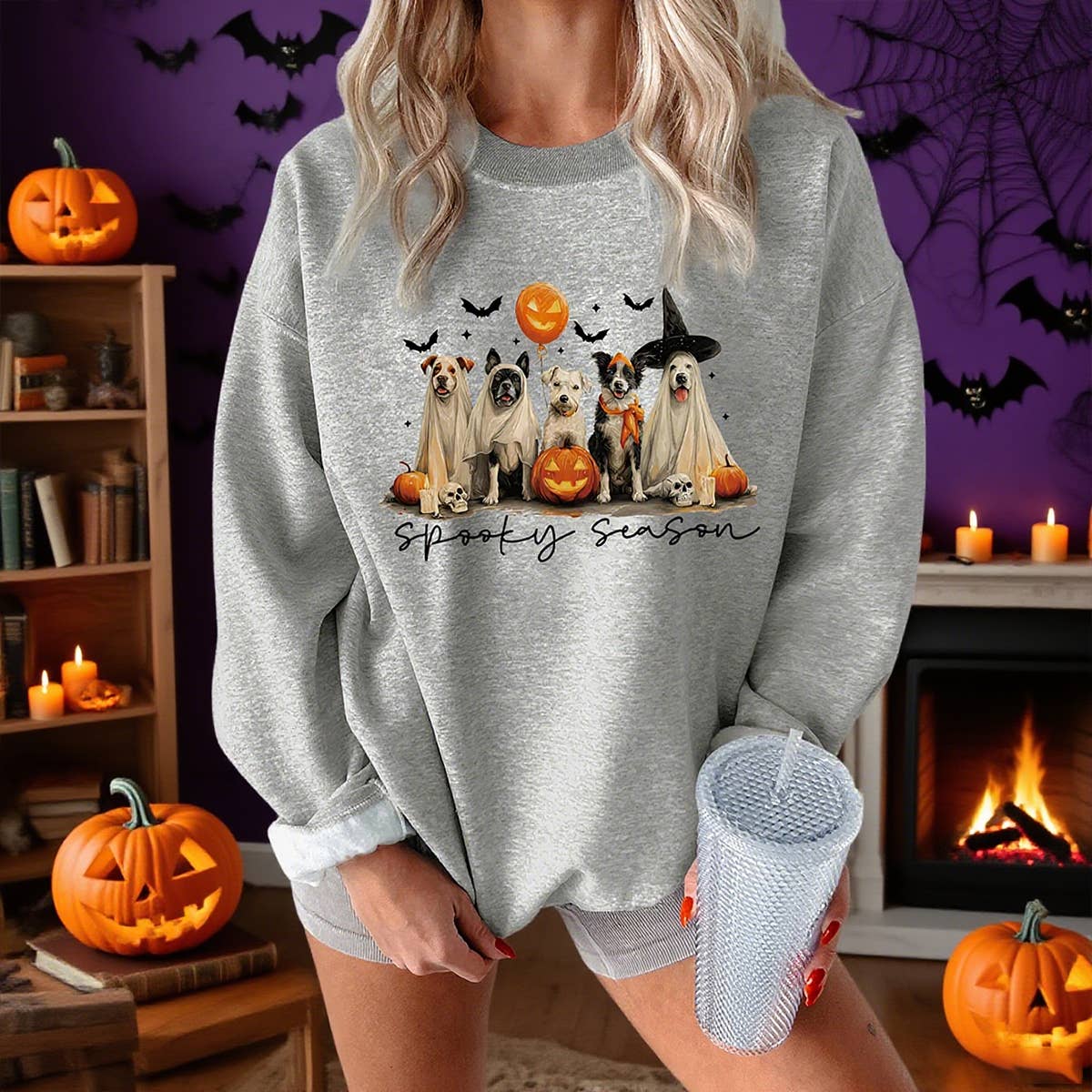 Cute and fun Halloween printed thick warm hoodie