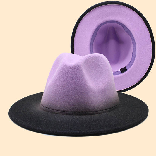WOMEN GRADIENT TWO-COLOR THICK WOOL FELT HAT_CWAH0816