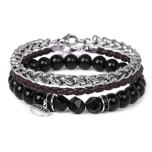 CWAJE4224_NATURAL STONE BEADS ALLOY THREE-PIECE BRACELET