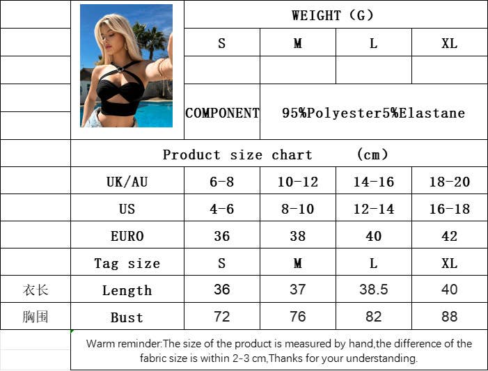 Chest strap hollowed out solid color vest top