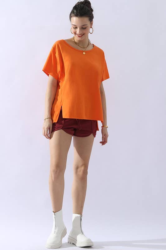 CWTTS691_LOOSE FIT ROUND NECK SHORT SLEEVE T SHIRT TOP