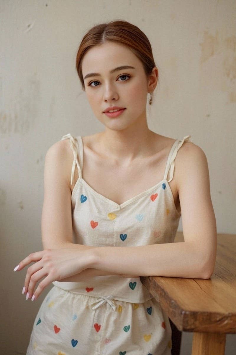 CWSPJ0425_SUMMER HEART PRINT CAMI AND SHORTS SET