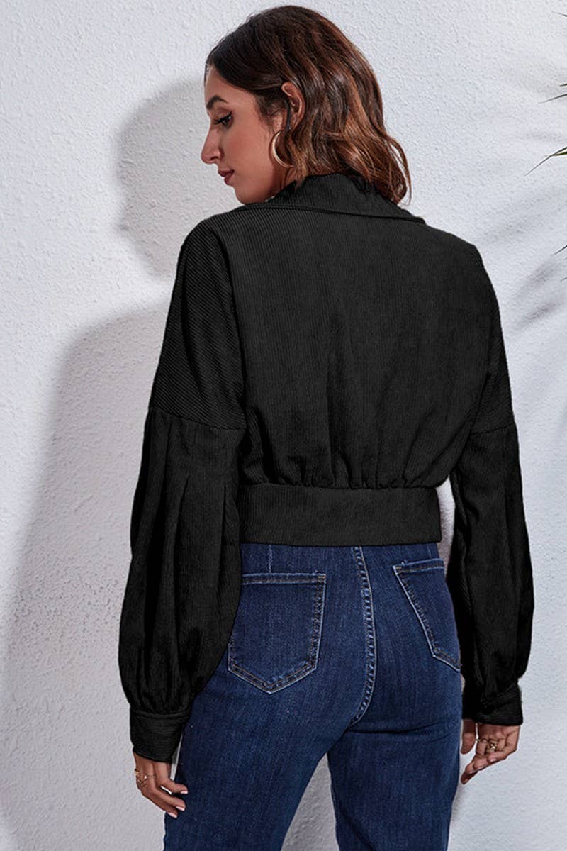 CWOJA1094_BALLOON SLEEVE CORDUROY SHORT JACKET