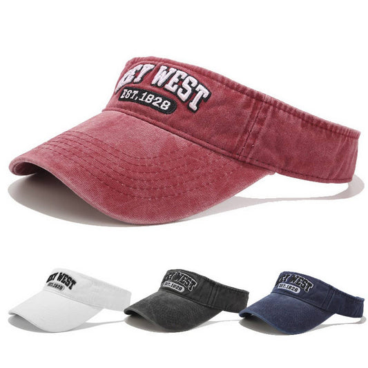 Embroidered Visor Hat - Retro Trendy Sunshade Cap_CWAH3301