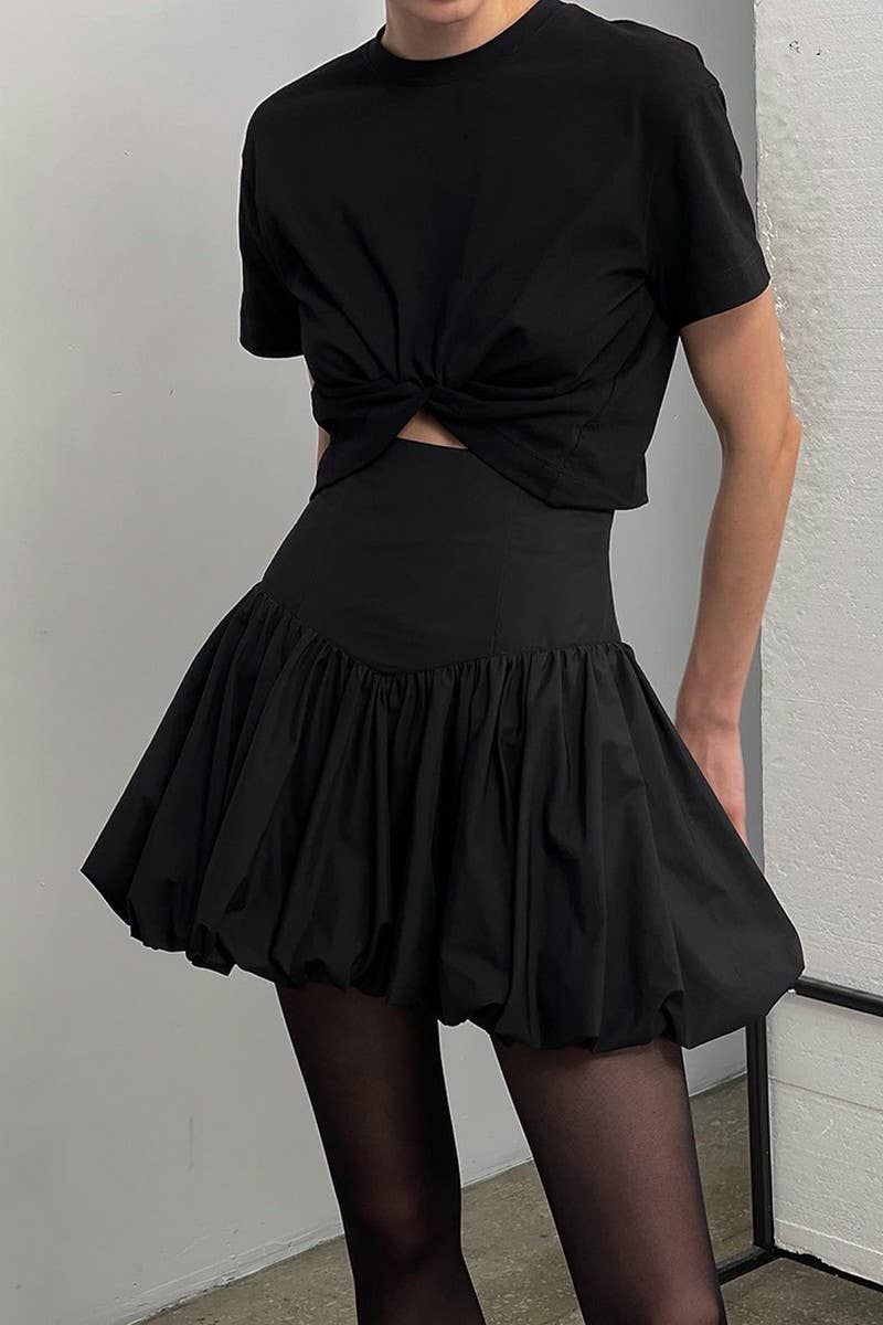 CWBSS0347_SOLID COLOR COTTON HIGH WAIST TUTU SKIRT