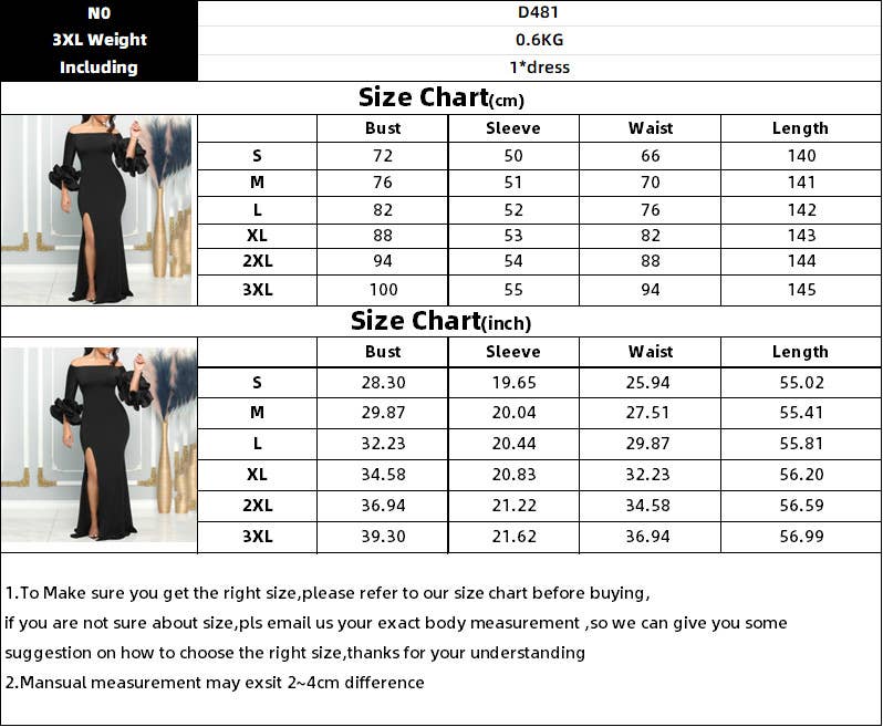 CWDMD1729_ONE SHOULDER SLIT RUFFLE SLEEVE EVENING MAXI DRESS