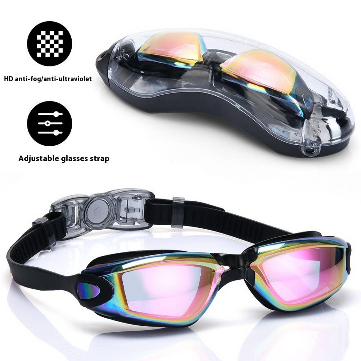 Kids Swim Goggles, HD Mirror, Anti-Fog Waterproof