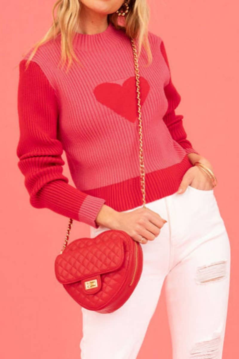 CWOSWL6733_WINTER CREW-NECK LOVE LONG-SLEEVED SWEATER