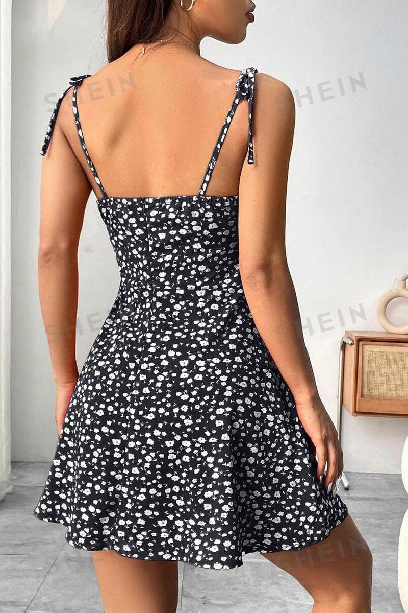 CWDSD8304_SUMMER FLORAL PRINT SPAGHETTI STRAP DRESS