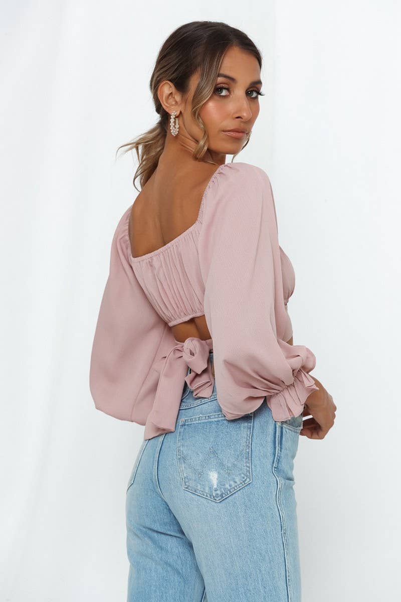 CWTTL2041_NAVEL-REVEALING SEXY TIE SQUARE NECK T-SHIRT