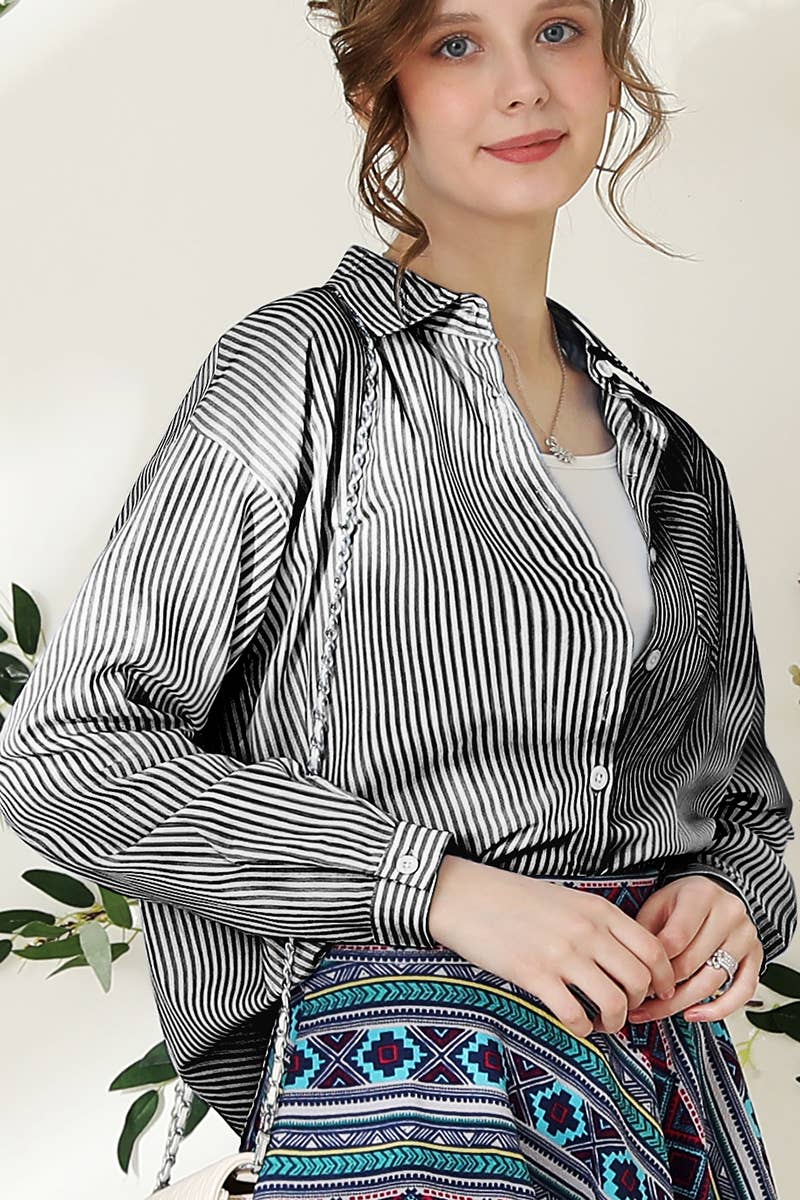 CWTSTL704_Striped Button Down Long Sleeve Collared Shirts