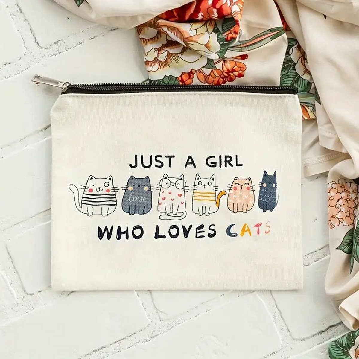 WOMEN LINEN WATERPROOF ZIPPER COSMETIC BAG_CWAB2246