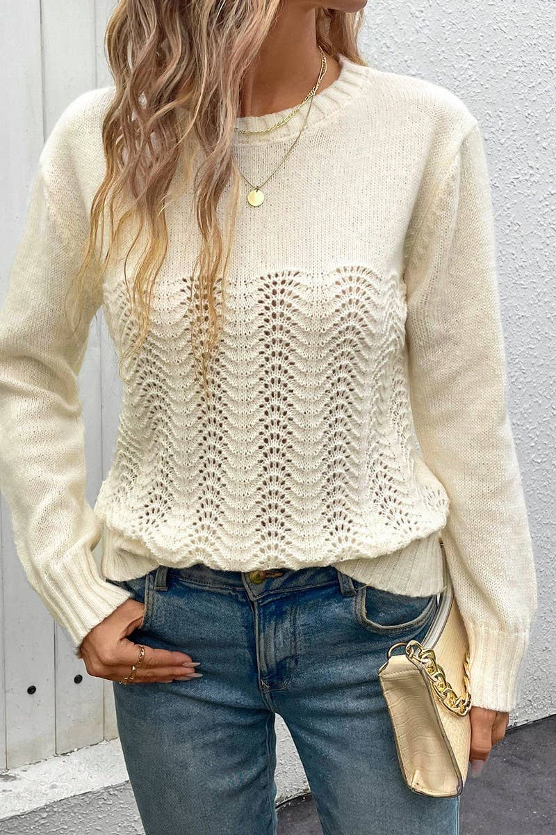 CWTTL1973_SOLID COLOR SIMPLE HIGH-END CASUAL KNITTED SWEATER