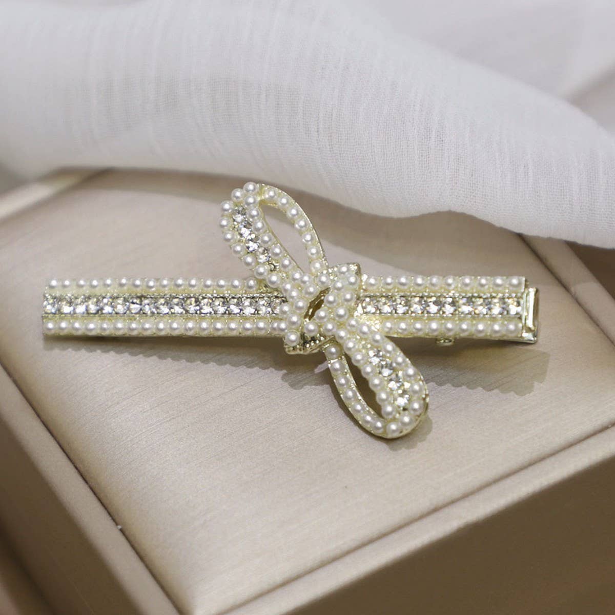 PEARL STAR BOW HAIRPIN DUCKBILL CLIP SIDE CLIP_CWAHA4739
